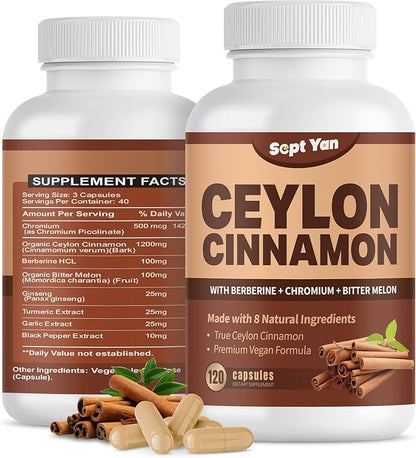 Ceylon Cinnamon Capsules 1200mg Cinnamon Bark 120 Capsules,