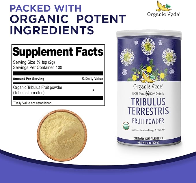 Organic Veda Tribulus Terrestris Powder 100% Pure 7oz