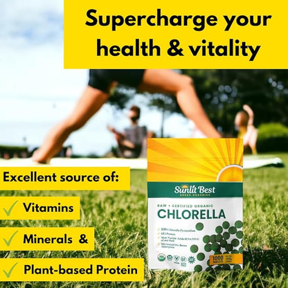 Chlorella Tablets Mega-Pack 1000 Tablets Cracked Cell, Raw, Non-GMO. 100% Pure Chlorella Pyrensoidosa. Green Superfood. High Protein, Chlorophyll & Nucleic acids. No preservatives or fillers - 3-Pack