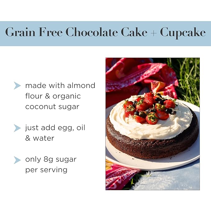Stellar Eats Grain-Free Baking Mix | Gluten-Free, Dairy-Free, Plant-Based, Paleo-Friendly | Fluffy & Moist | Sweetened with Organic Coconut Sugar | Almond Flour-Based | Non-GMO, Kosher | Easy to Bake (Chocolate Cake, 1 Pack)