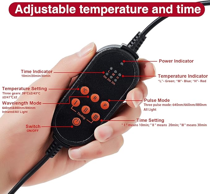 ALDIOUS Red Light for Foot & 640nm&660nm&880nm Infrared 3 Pulse 10/20/30min Timer