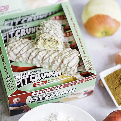 FITCRUNCH Snack Size Protein Bars, 6-Layer Baked Bar, 3g of Sugar & Soft Cake Core (18 Bars, Apple Pie)