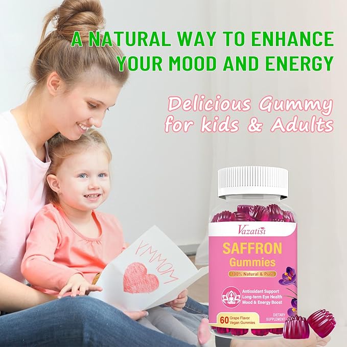 Natural Saffron Gummies 100 mg, 60 Gummies, 30 Day