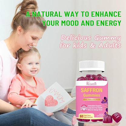 Natural Saffron Gummies 100 mg, 60 Gummies, 30 Day
