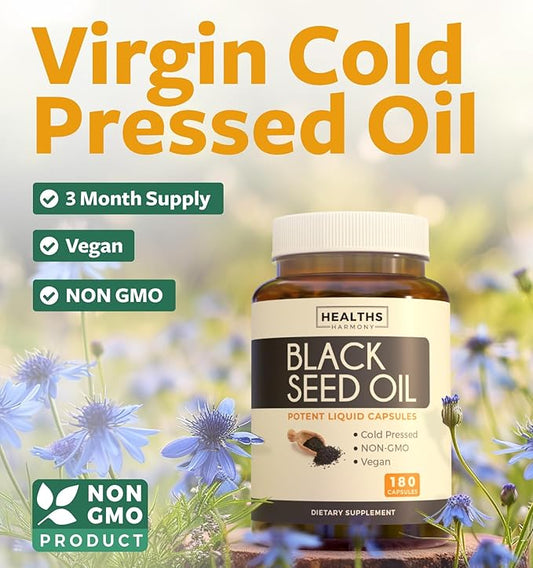 Black Seed Oil 180 Softgel 500mg Each, 1000mg Per 2 Capsule