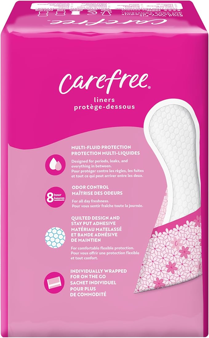 Carefree Panty Liners for Women, Regular, 54ct | 8-Hour Odor 54ct (Packaging