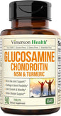 Glucosamine Chondroitin MSM and Turmeric Supplement - Joint Support Supplement for Women & Men with Boswellia & Glucosamine Sulfate 1500 mg. Used for Cartilage & Joint Health & Flexibility 90 Tablets