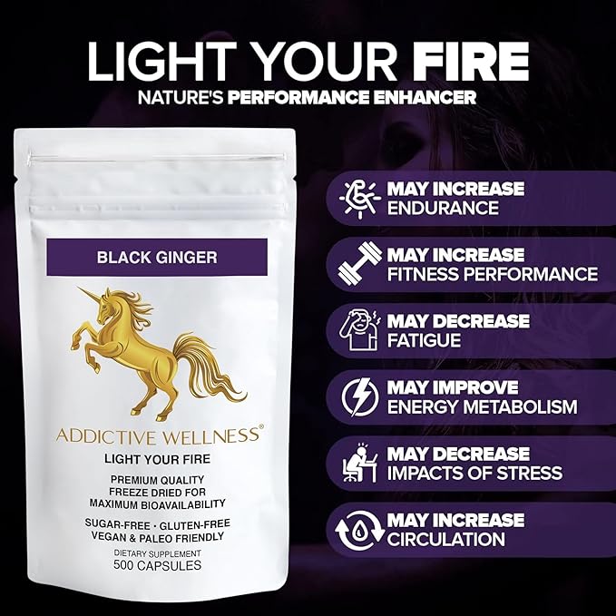 Addictive Wellness Thai Black Ginger 450mg, Vegan 500 Count