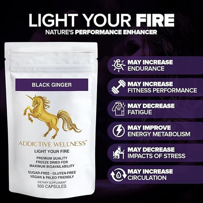 Addictive Wellness Thai Black Ginger 450mg, Vegan 500 Count
