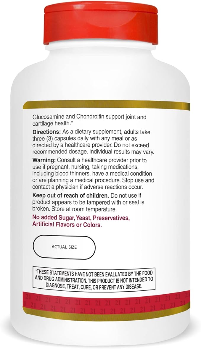21st Century Glucosamine Chondroitin 500/400mg 210 Count