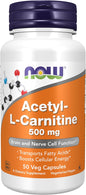 NOW Supplements, Acetyl-L Carnitine 500 mg, 50 Veg