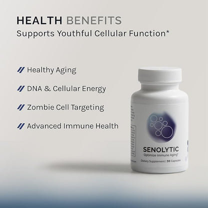 Senolytic Supplement for Cellular Aging, Fisetin, Quercetin, Pterostilbene, Resveratrol & Curcumin, Promotes Healthy Aging, 30 Capsules (1 Month Supply)