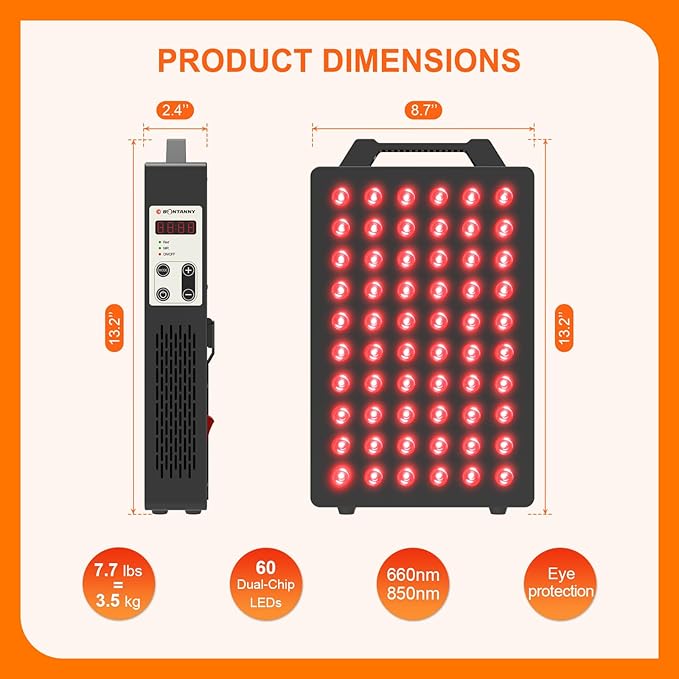 Red Light Therapy, 660nm 850nm Red 60 Dual BO-300 (Black)
