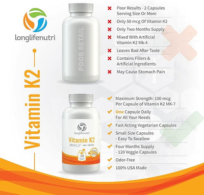 Vitamin K2 MK-7 100mcg ??120 4-Month Supply,