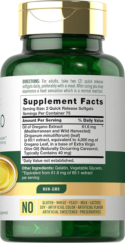 Carlyle Oregano Oil 4000mg Supplement | 150 Softgel Capsules | Contains Carvacrol | Non-GMO & Gluten Free Formula