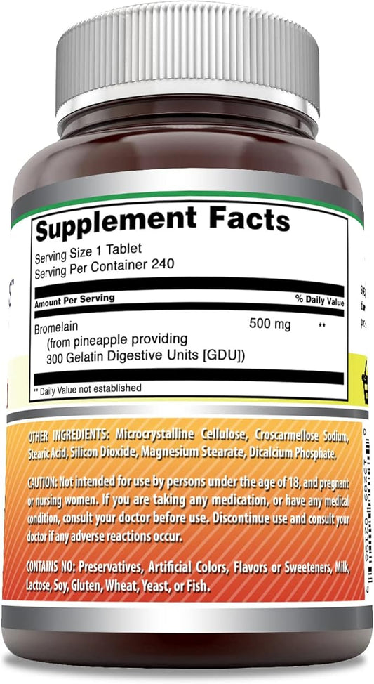 Amazing Formulas Bromelain 500 Mg Tablets Supplement (240 Count)