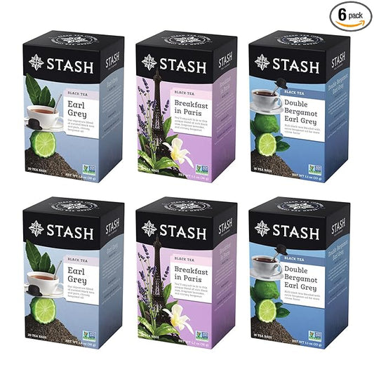Stash Tea 6 Flavor The Earls Earl Grey Tea Assortment, 6 Boxes of 18 20 Tea Bags Each
