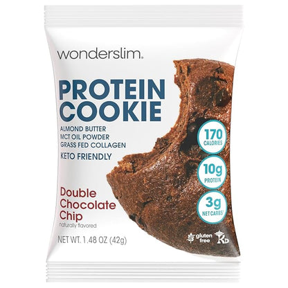 Wonderslim Protein Cookie, Double Chocolate, Keto friendly, Low Carb, Gluten Free (7ct)