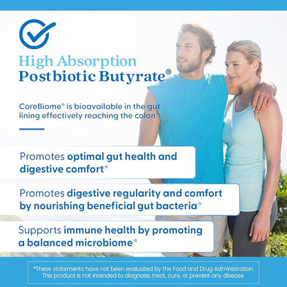 Doctor's BEST High Absorption Postbiotic Butyrate Featuring Corebiome, Gut & Immune Health, Non-GMO, Gluten Free, Soy Free, Vegan, 30 Liquid Veggie Caps