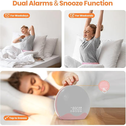 Wake up Light, Sunrise Alarm Clock 10,000 Lux 20 Brightness 4 Color 11 Color