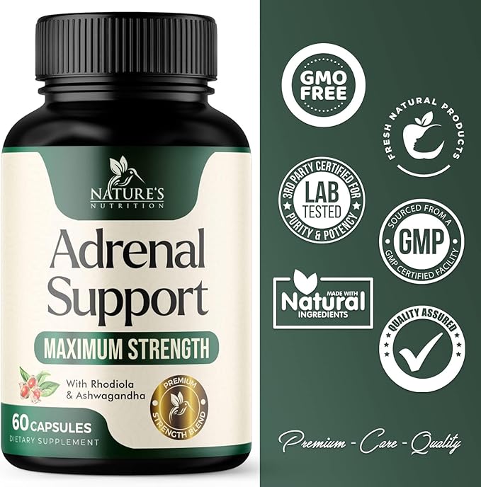 Adrenal Support Supplements & Cortisol Manager 10 Herbs 60 Capsules