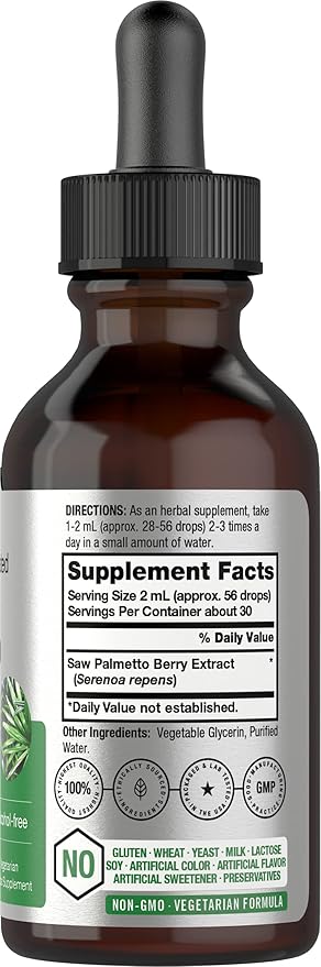 Horbäach Saw Palmetto Liquid Extract | 2 Fl Oz | Alcohol Free | Vegetarian, Non-GMO, Gluten Free Herb Supplement