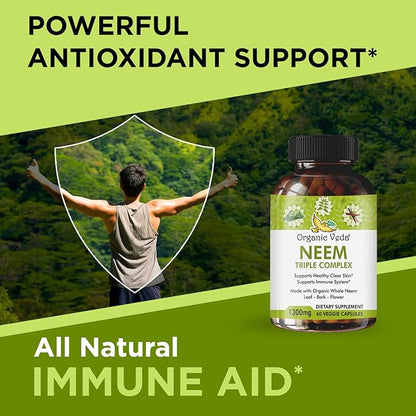 Organic Veda Neem Capsules with Triple 60 Count
