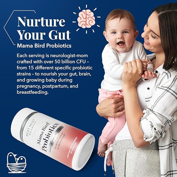 Best Nest Wellness Mama Bird Probiotics 50B CFU,15 CFU,15 Strains, 30 Count