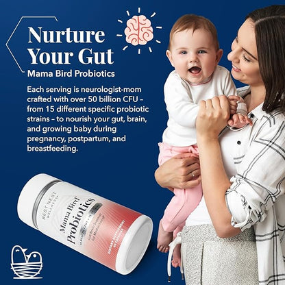 Best Nest Wellness Mama Bird Probiotics 50B CFU,15 CFU,15 Strains, 30 Count