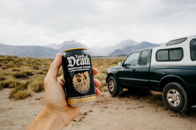 Liquid Death, Sparkling Mountain Water, 18-Pack (12oz Cans), Real Mountain Source