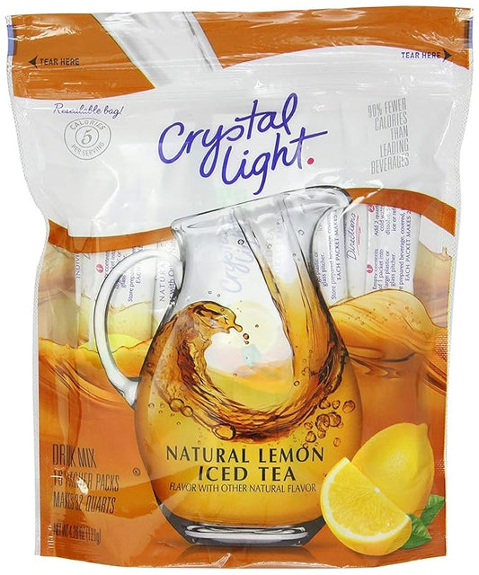 Crystal Light Natural Lemon 16 Pitcher Packs, Iced Tea, 4.26 Ounce