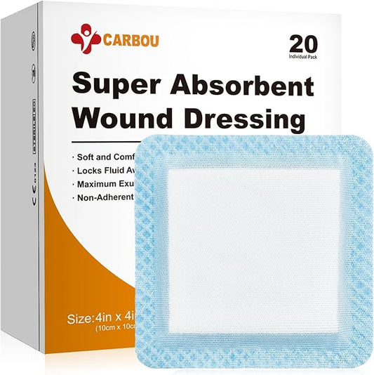 Carbou 4"x 4" Super Absorbent Wound 20 Individual