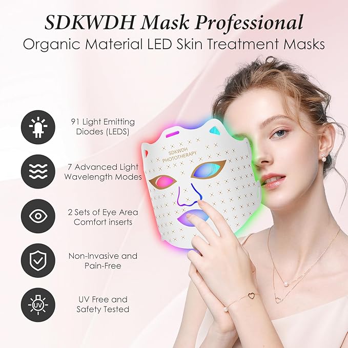 Red Light Therapy Mask for Face, 7 Colors