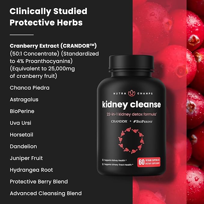 Kidney Cleanse Detox & Repair 22-In-1 Kidney 50:1 Cranberry