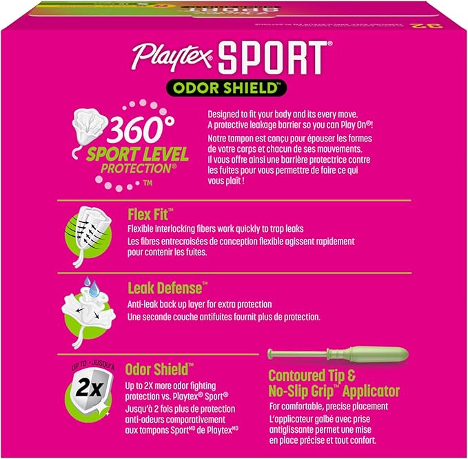 Playtex Sport Odor Shield Tampons, Multipack (16ct Regular/16ct Regular/16ct Super 32ct (Pack 1)