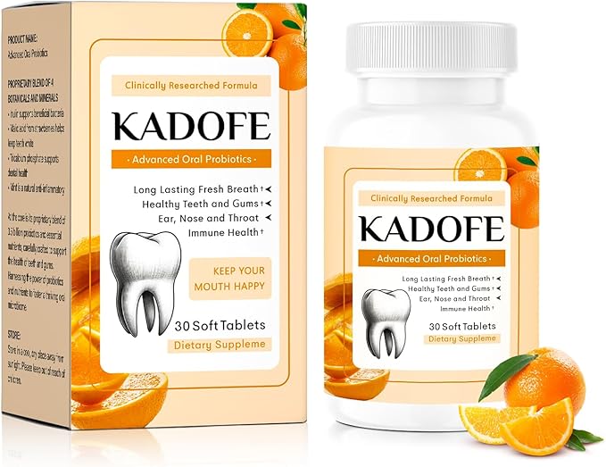 Oral Probiotics for Gums and Teeth Health & Fresh Breath, 35 Billion CFU Advanced Oral Probiotics for Mouth Bad Breath, Combats Dry Mouth, Halitosis, 30 Tablets (Orange-1pcs)