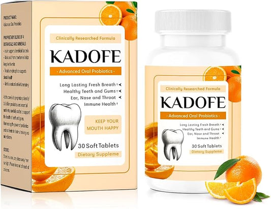 Oral Probiotics for Gums and Teeth Health & Fresh Breath, 35 Billion CFU Advanced Oral Probiotics for Mouth Bad Breath, Combats Dry Mouth, Halitosis, 30 Tablets (Orange-1pcs)