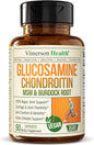 Vegan Glucosamine Chondroitin MSM - 100% Vegan Joint Support Supplement for Women & Men with Burdock and Glucosamine Sulfate 1500 mg. Used for Cartilage and Joint Health and Flexibility - 90 Capsules