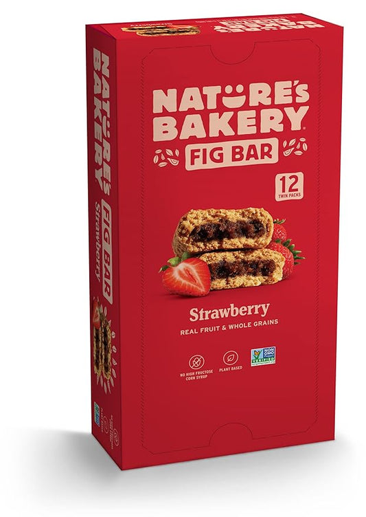 Nature's Bakery Whole Wheat Fig Bars, Real Fruit, Strawberry, 12 Twin packs