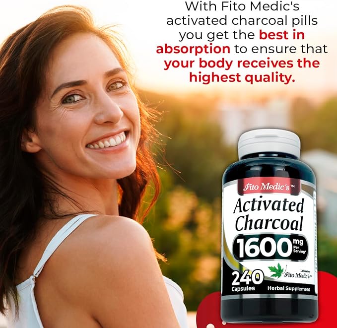 FITO MEDIC'S Lab | Activated Charcoal Pills| 1600 mg per Serving | 240 Caps | Activated Charcoal | Charcoal Capsules| Charcoal Pills| Ultra high Absorption, s.