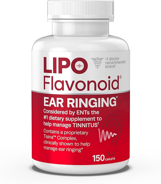 Lipo-Flavonoid Plus Tinnitus Relief – Doctor-Recommended Ear Health Supplement with Bioflavonoids & Vitamin C for Ringing Ears – OTC Support for Tinnitus & Meniere’s Disease, (150 Count)