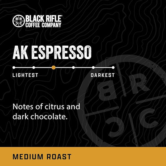 Black Rifle Coffee Company AK Espresso, Medium Roast K Cups, 12 Single Serve Coffee Pods