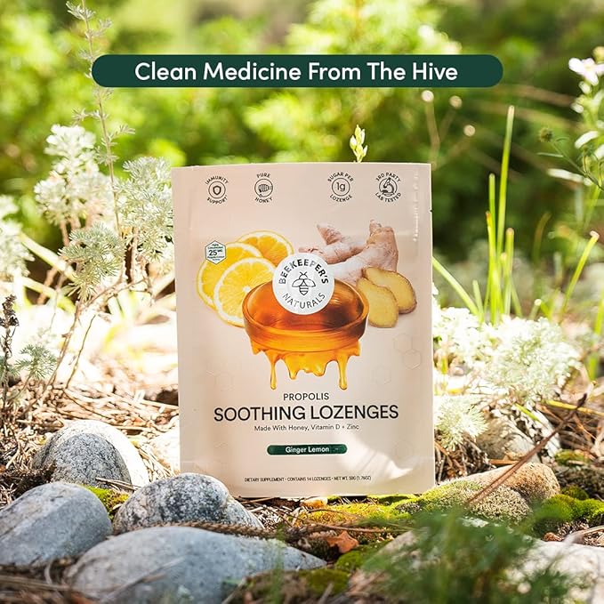 BEEKEEPERS NATURALS Ginger Lemon Lozenges, 14