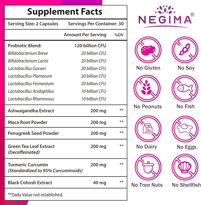 Negima 120 Billion CFU Probiotic 13-in-1 Probiotics, 60 Caps