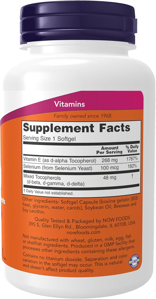 NOW Supplements, Vitamin E-400 IU, Mixed 100 Softgels