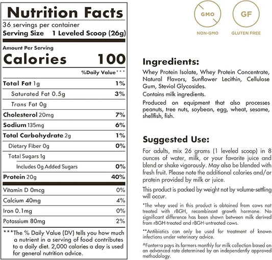 Solgar Grass Fed Whey to Go Protein Powder Vanilla, 2 lb - 20g of Grass-Fed Protein from New Zealand cows - Great Tasting & Mixes Easily - Supports Strength & Recovery -, 36 servings