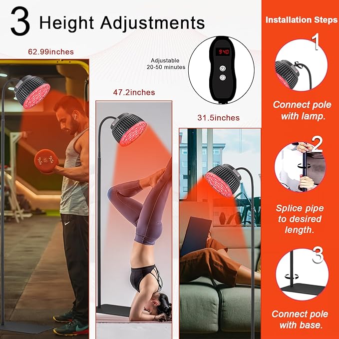 Red Light Therapy Lamp for Face 660nm Red 850nm&940nm Infrared