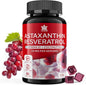 Sugar-Free Astaxanthin 24mg Gummies with Resveratrol 500mg, Powerful B1, Coconut 60 Count,