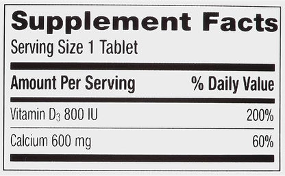 Caltrate 600 Plus D3 Calcium and Vitamin D Supplement Tablets, Bone Health Supplements for Adults - 120 Count