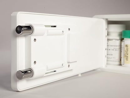 Medicine Safe-Barrel Key Lockbox, White